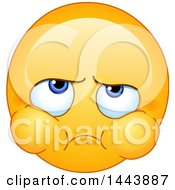 Poster, Art Print Of Cartoon Yellow Emoji Smiley Face Emoticon With Puffed Up Cheeks