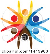 Poster, Art Print Of Circle Of Colorful Cheering People
