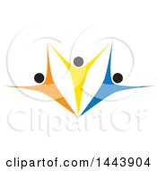 Clipart Of A Group Of Colorful Cheering People Royalty Free Vector Illustration