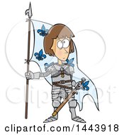 Cartoon Joan Of Arc Standing With A Flag