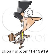 Poster, Art Print Of Cartoon Happy Business Woman Walking And Carrying A Briefcase