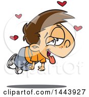 Poster, Art Print Of Cartoon White Boy Infatuated And Floating With Hearts