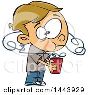 Poster, Art Print Of Cartoon White Boy Drinking A Beverage From A Crazy Straw