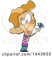 Clipart Of A Cartoon White Kid Talking To A Bird Royalty Free Vector Illustration