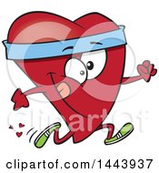 Clipart Of A Cartoon Fit Love Heart Character Running Royalty Free Vector Illustration by toonaday
