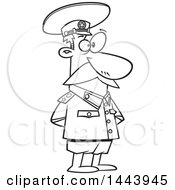 Cartoon Black And White Lineart Man Joseph Stalin Standing With His Hands Behind His Back