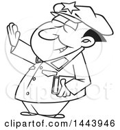 Poster, Art Print Of Cartoon Black And White Lineart Man Mao Zedong Holding Up An Arm