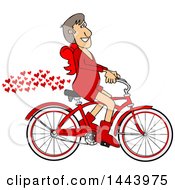 Poster, Art Print Of Cartoon Valentines Day Cupid Riding A Bicycle With A Trail Of Love Hearts