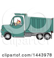 Poster, Art Print Of Cartoon Caucasian Man Driving A Dump Truck