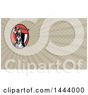 Clipart Of A Retro Knight Holding Up A Sword And Charging On Horseback Over A Red Oval And Rays Background Or Business Card Design Royalty Free Illustration