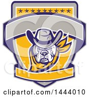 Retro Cowboy Bulldog Sheriff On A Shield With Stars And Blank Banners