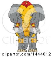 Poster, Art Print Of Sketched War Elephant With Armor