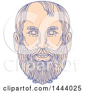 Clipart Of A Mono Line Style Face Portrait Of The Greek Philosopher Plato Royalty Free Vector Illustration