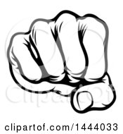 Poster, Art Print Of Black And White Cartoon Fist Punching