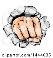 Poster, Art Print Of Cartoon Fisted Hand Punching A Hole Through A Wall