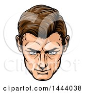 Poster, Art Print Of Comic Styled Brunette Caucasian Mans Face Looking Upwards