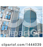 Poster, Art Print Of Pop Art Comic Book Styled Scene Of City Skyscraper Buildings