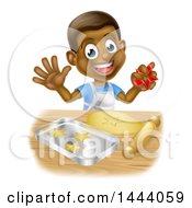 Poster, Art Print Of Happy Black Boy Making Star Shaped Cookies