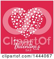 Poster, Art Print Of Happy Valentines Day Greeting Under White Hearts On Pink