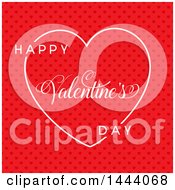 Clipart Of A White Happy Valentines Day Greeting Over A Red Heart Pattern Royalty Free Vector Illustration