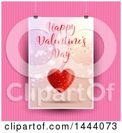 Poster, Art Print Of Happy Valentines Day Card Hanging Over Pink Stripes