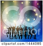 Poster, Art Print Of Group Of Silhouetted People Dancing Over Lights And Stars