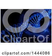 Clipart Of A 3d Scientific Medical Background Of A Double Helix Dna Strand And Outer Space Royalty Free Illustration by KJ Pargeter
