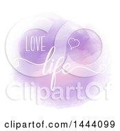 Poster, Art Print Of Purple Watercolor Circle With Love Life Text