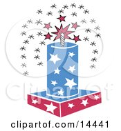 July 4th Fireworks Fountain With Stars Clipart Illustration