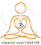 Poster, Art Print Of Simple Orange Meditating Person And Om Symbol