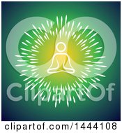 Poster, Art Print Of White Meditating Person In A Circle On Green