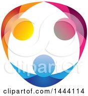 Clipart Of A Circle Of Colorful Cheering People Royalty Free Vector Illustration
