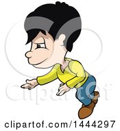 Clipart Of A Cartoon Boy Reaching Royalty Free Vector Illustration by dero