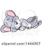 Clipart Of A Cartoon Mouse Sleeping On His Side Royalty Free Vector Illustration by dero