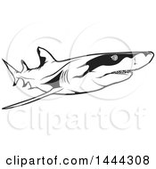 Poster, Art Print Of Black And White Swimming Lemon Shark