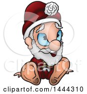 Clipart Of A Cartoon Santa Claus Sitting Royalty Free Vector Illustration