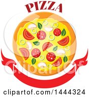 Poster, Art Print Of Surpreme Pizza And Text Over A Blank Banner