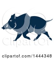Poster, Art Print Of Navy Blue Razorback Boar With A White Outline