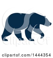 Poster, Art Print Of Navy Blue Bear With A White Outline