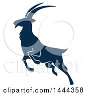 Poster, Art Print Of Navy Blue Mountain Goat With A White Outline