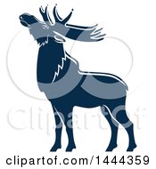 Poster, Art Print Of Navy Blue Elk With A White Outline