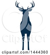 Poster, Art Print Of Navy Blue Silhouetted Deer Buck Stag