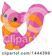 Clipart Of A Cute Sitting Pink And Orange Kitty Cat Royalty Free Vector Illustration by Pushkin