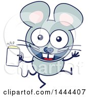 Poster, Art Print Of Cartoon Happy Mouse Mascot Character Holding A Beer
