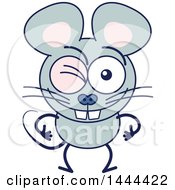 Clipart Of A Cartoon Winking Mouse Mascot Character Royalty Free Vector Illustration by Zooco