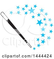 Clipart Of A Magic Wand With A Curve Of Blue Stars Royalty Free Vector Illustration