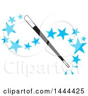 Clipart Of A Magic Wand With A Swish Of Blue Stars Royalty Free Vector Illustration by Johnny Sajem