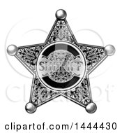 Poster, Art Print Of Black And White Vintage Etched Engraved Sheriff Star Badge