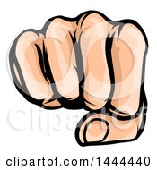 Clipart Of A Cartoon Caucasian Fist Punching Royalty Free Vector Illustration