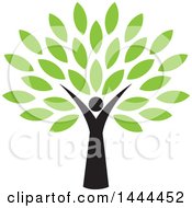 Clipart Of A Tree With Green Leaves And A Woman Trunk Royalty Free Vector Illustration